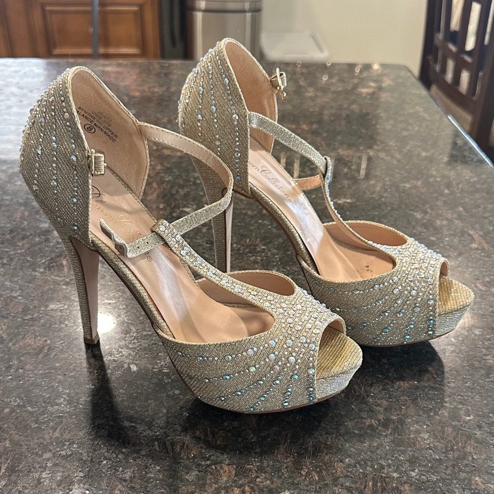De Blossom Collection Glittering Gold Heels